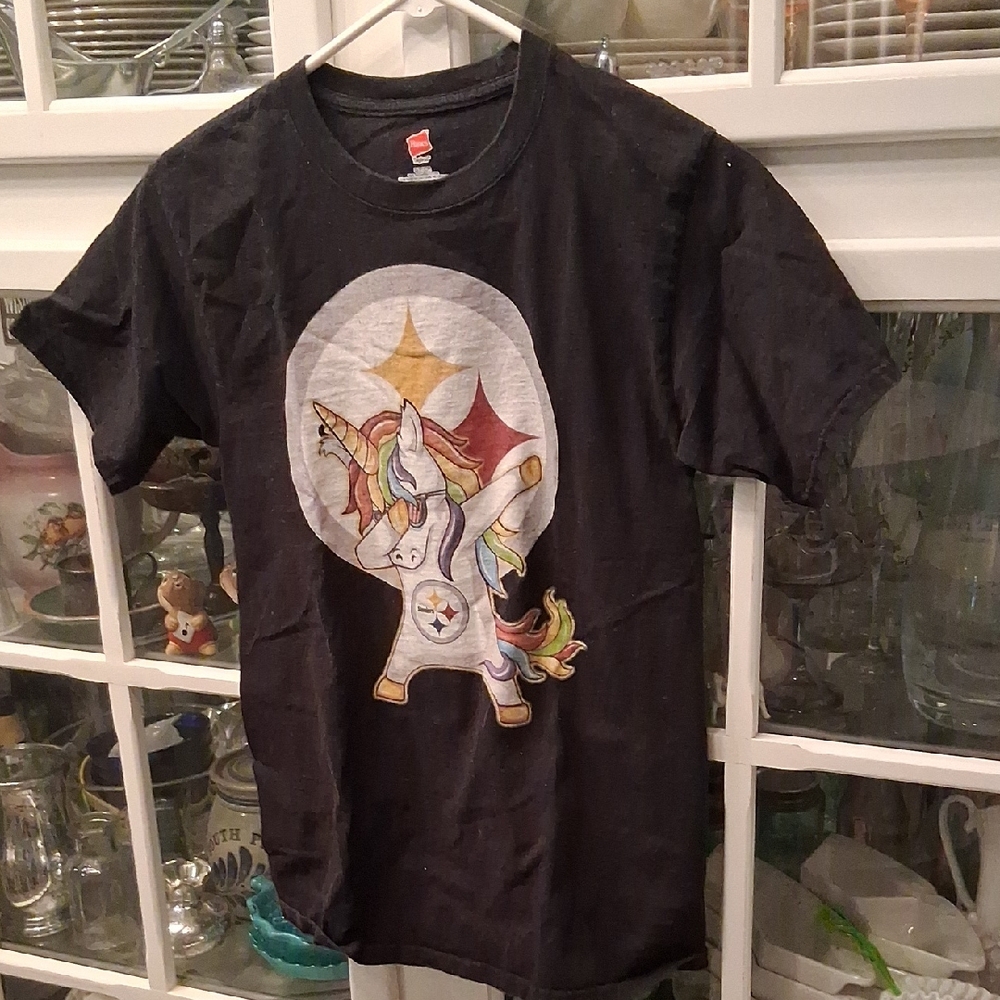 Hanes Kids T-Shirt with Unicorn and Stars - Black